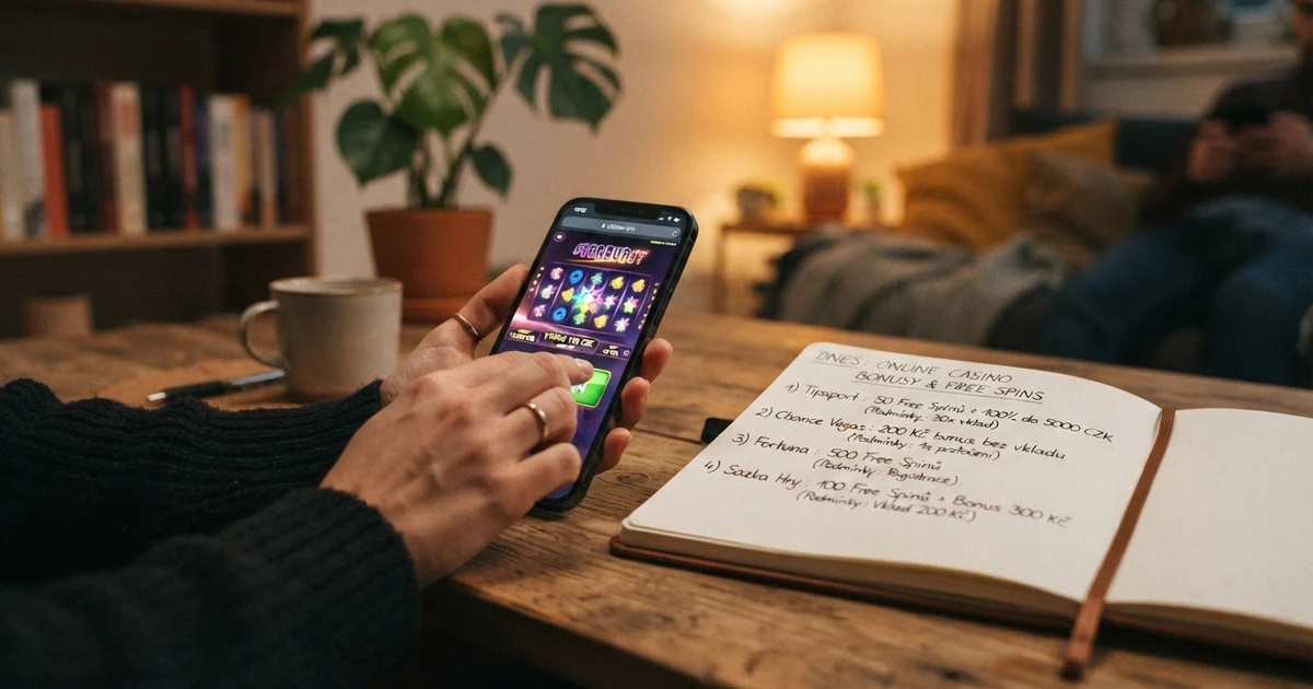 Přehled bonusových nabídek českých online kasin zobrazený na obrazovce notebooku a mobilního telefonu