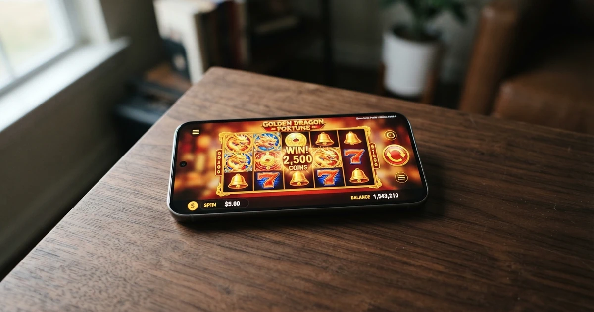 Mobil s otevřeným online casinem a tlačítkem pro okamžitý výběr peněz
