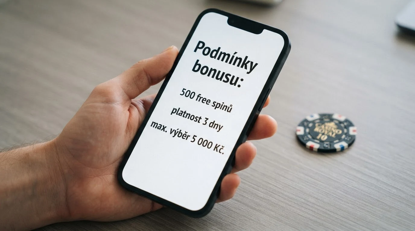 Detail bonusových podmínek s vyznačeným požadavkem na protočení, dobou platnosti a limitem maximálního výběru