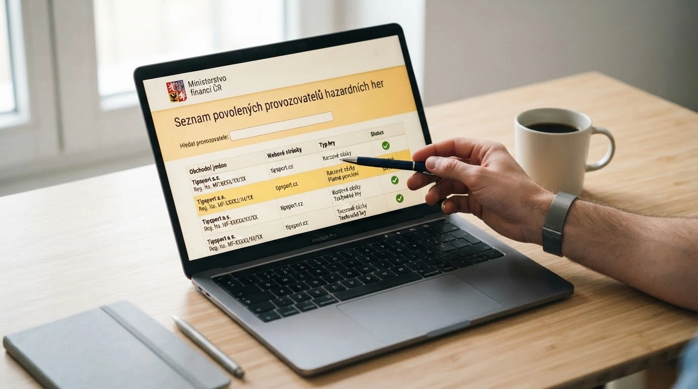 Výřez z veřejného seznamu legálních provozovatelů hazardních her na webu Ministerstva financí ČR