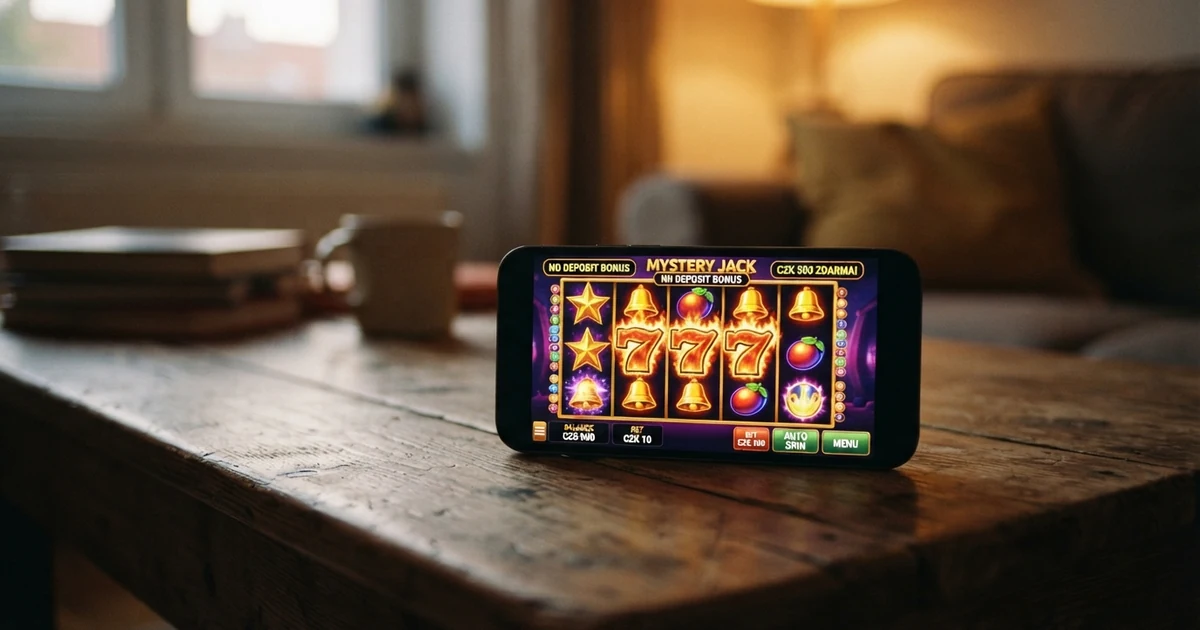 Hráč si na mobilním telefonu prohlíží nabídku casino bonusů za registraci bez vkladu