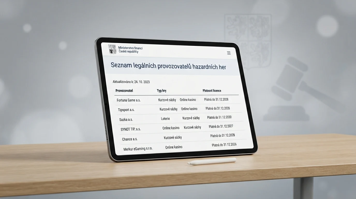 Seznam legálních provozovatelů hazardních her na webu Ministerstva financí ČR