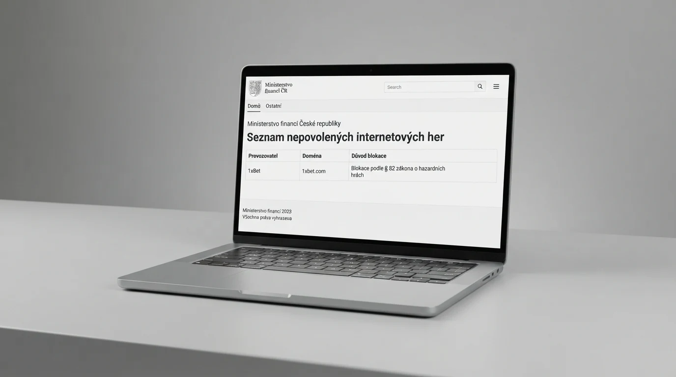 Výřez stránky Ministerstva financí se seznamem nepovolených internetových her