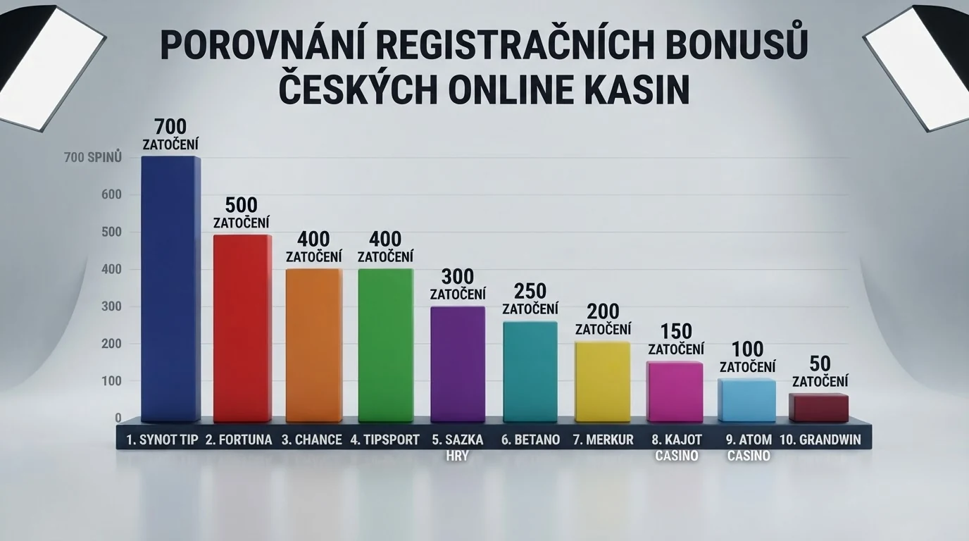 Srovnávací tabulka deseti českých licencovaných kasin s registračním bonusem