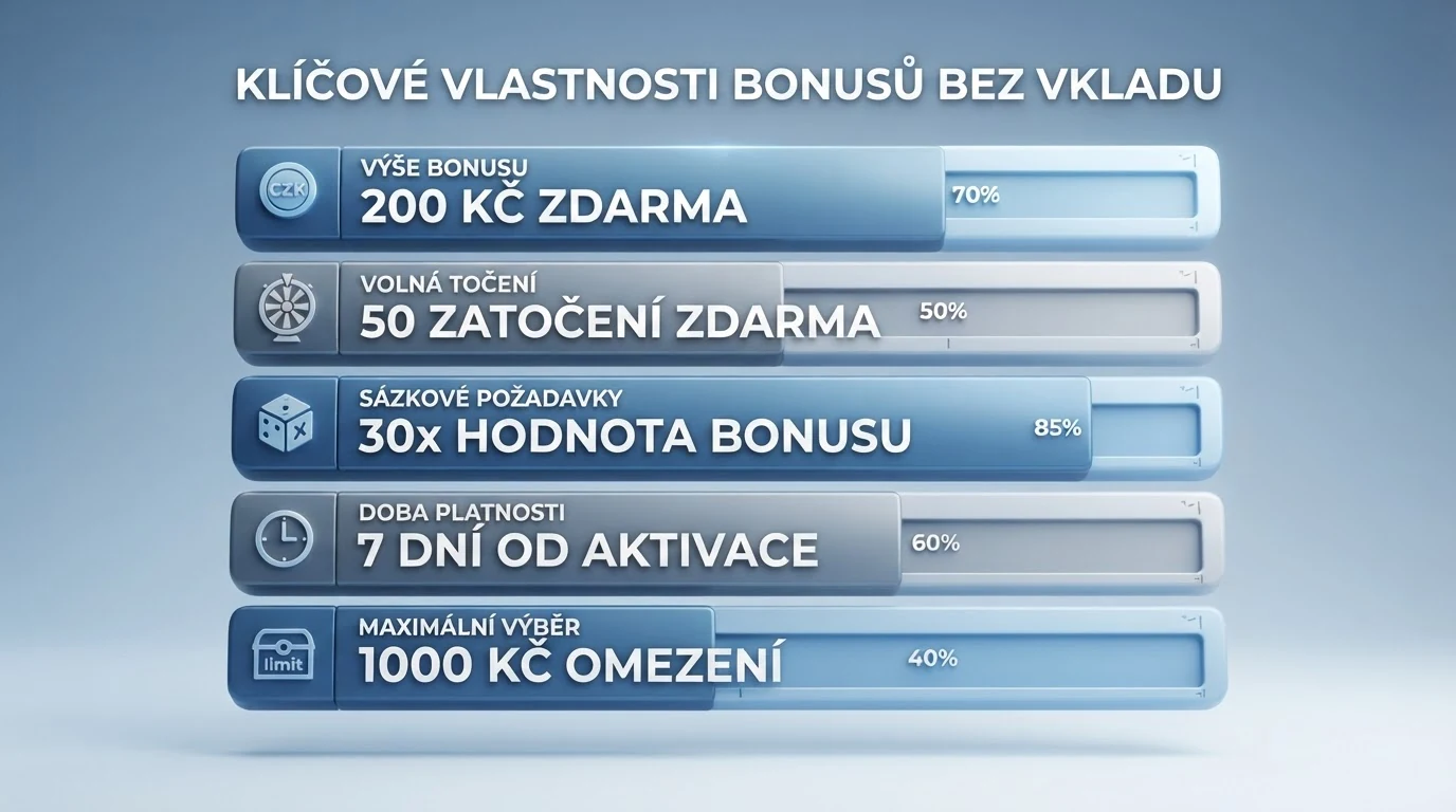 Srovnávací tabulka deseti českých online casin s jejich vstupními bonusy bez vkladu, počty volných zatočení a podmínkami protočení