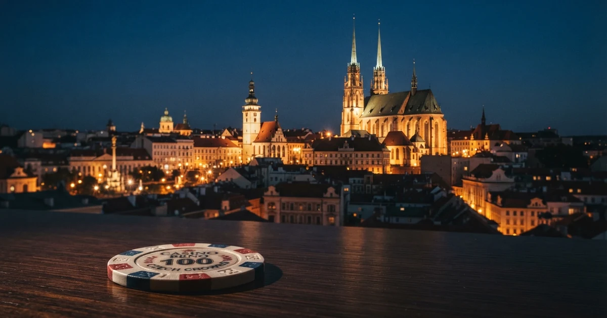 Noční pohled na centrum Brna s nasvícenými historickými budovami