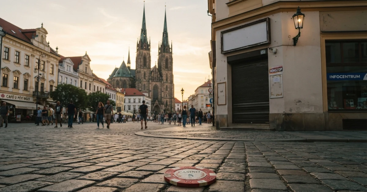 Pohled na náměstí Republiky v centru Plzně s historickými domy a katedrálou svatého Bartoloměje v pozadí