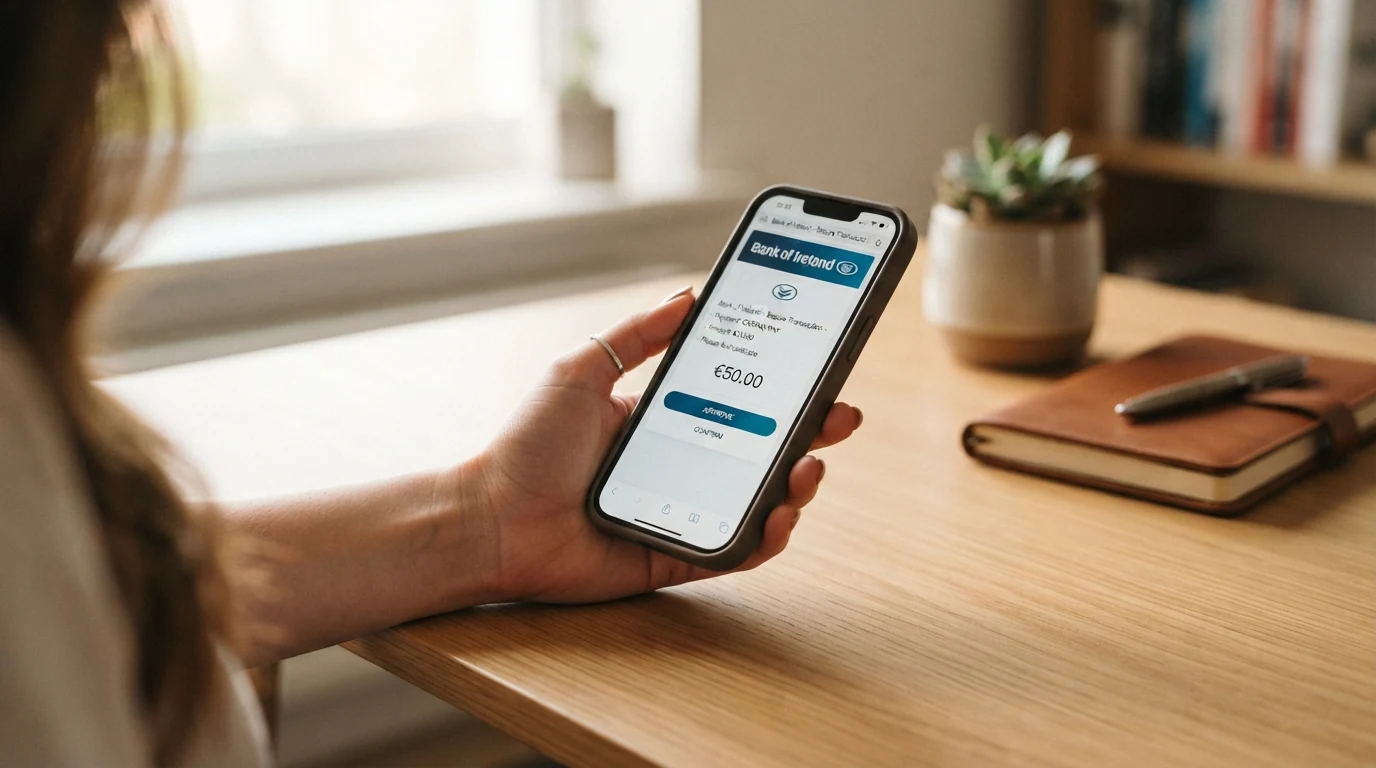 Mobilní telefon zobrazující potvrzovací notifikaci bankovní aplikace pro 3D Secure ověření při vkladu do online casina